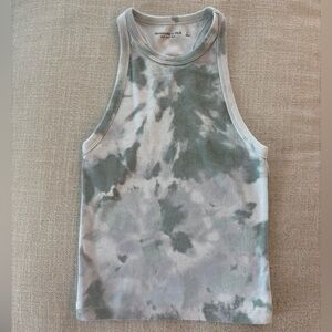 Abercrombie & Fitch Soft Ribbed Top in Gray and Green Tie Dye